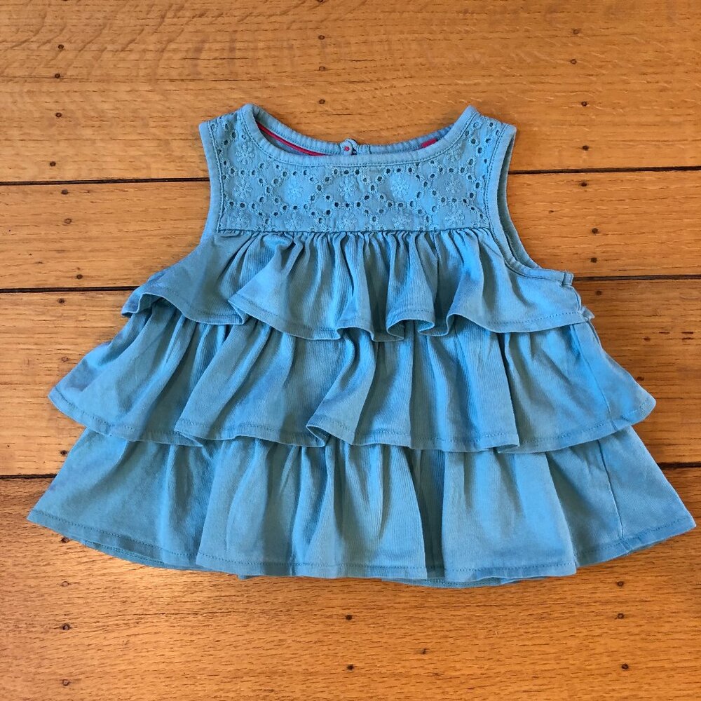 Mini Boden 2-3Y Blue Ruffle Tank Top